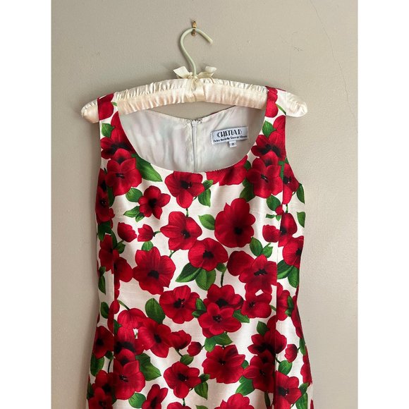 90s Cheeta B / Silk Roses / Party Dress - Picture 2 of 5